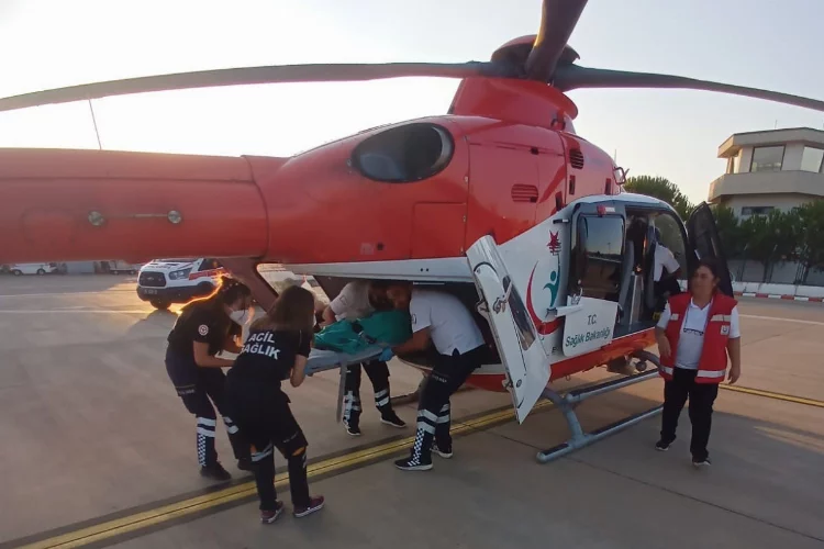 Yanık tedavisi gören çocuk ambulans uçakla Bursa’ya sevk edildi